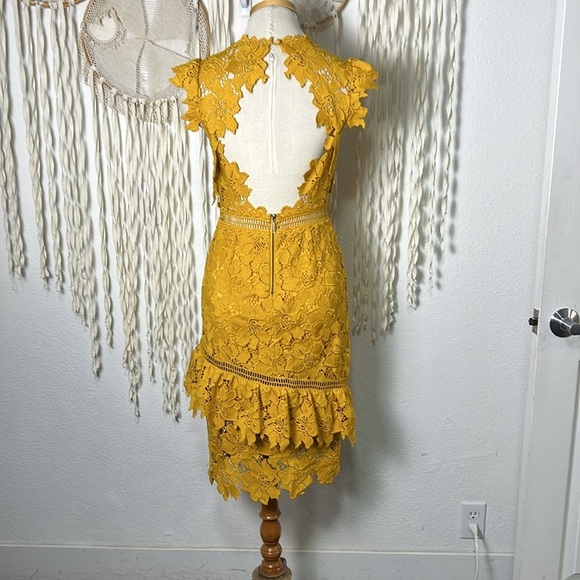 SAYLOR Mustard Reine Lace Sheath Dress Size XS - Picture 4 of 14